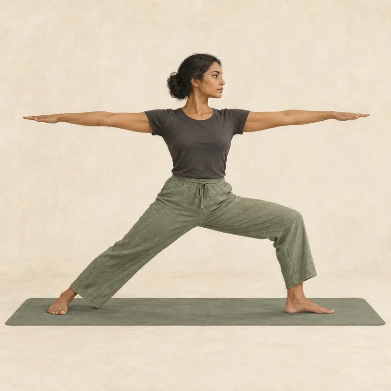 Warrior II yoga pose illustration