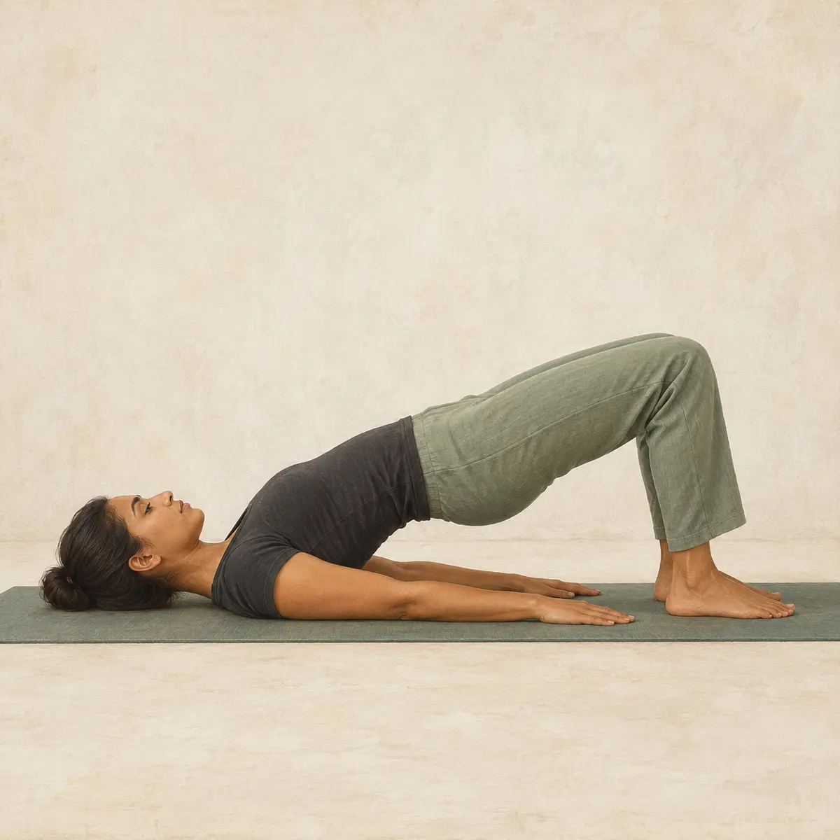 Bridge Pose demonstrated on a mat